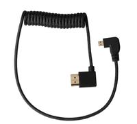 HangTon Câble micro HDMI 4K 8K à angle gauche pour Sony A7C ZV-E1, Canon R6ii R5C R10, ATOMOS Ninja V Ultra Shinobi Moniteur, spirale noire flexible haute vitesse, 50 cm