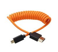 HangTon Câble micro-HDMI vers HDMI 4K 8K Raw pour ATOMOS Ninja V Ultra, Sony ZV-E10II A7C2 A7RIV A6700, Canon R50 R6 R5C R10, Lumix S5 S9 G100, Fujifilm X-T50, Type A D, orange tressé enroulé, 30 cm