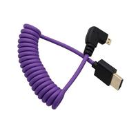 HangTon Câble micro-HDMI vers HDMI 8K à angle droit pour ATOMOS Ninja V Shinobi, Sony ZV-E10 A7C A7R4 A6700, Canon R6II R5C R10, Lumix S5 S9 G100, Fujifilm X-T50, violet tressé spiralé, 30 cm