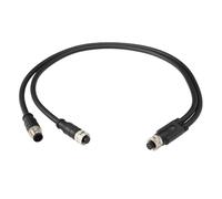 HangTon Câble répartiteur M12 8 broches en Y, 30 V 2 A pour caméra de vision automatique, actionneur de capteur Profibus Automation PLC, modules E/S, étanche en PVC blindé 1 m