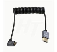 HangTon Câble spiralé Micro HDMI 4K 8K 60Hz à angle droit pour Sony A7III A7RIV Canon R5 R6 GH4 S5 Z50 Appareil photo ATOMOS Ninja V Portkeys Moniteur Type A D HDMI 2.1