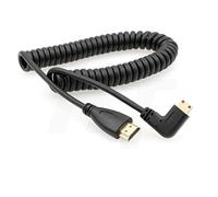 HangTon Câble spirale Mini HDMI vers HDMI HDTV coudé à gauche de 90 degrés pour téléphone portable, tablette, ordinateur portable, appareil photo DV, écran d'ordinateur 1,2 m