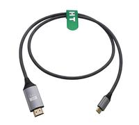 HangTon Câble USB-C vers HDMI 4K 60 Hz pour ordinateur portable, téléphone reflex numérique vers écran de télévision HD, écran projecteur, Sony A7C A7SIII, Canon R5, Atomos Ninja V, gris tressé, 20 cm