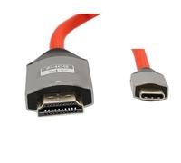 HangTon Câble USB-C vers HDMI 4K 60p pour ordinateur portable, téléphone, appareil photo vers téléviseur HD, écran projecteur, Atomos, Lumix GH6, Canon, Sony, rouge tressé, 0,9 m