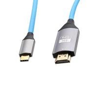 HangTon Câble USB Type-C vers HDMI 4K 60p pour appareil photo d'ordinateur portable vers écran de projection TV HD, Canon EOS R5C R6, iPhone 15/16, Atomos Ninja V, Portkeys, bleu tressé, 20 cm