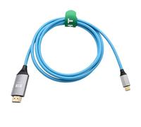 HangTon Câble USB Type-C vers HDMI 4K 60P pour ordinateur portable, téléphone, tablette vers écran de télévision HD, projecteur, pour iPhone 15/16, MacBook Pro/Air, Dell, Galaxy S24, bleu tressé, 90