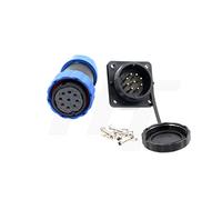 HangTon Connect HE29 Connecteur 9 broches aéronautique étanche IP68 en plastique circulaire 4 vis, prise mâle de montage sur panneau et prise femelle de cordon (9 broches 10 A 380 V)