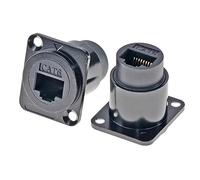 HangTon Coupleur RJ45 Cat6 Cat5e Connecteur réseau Ethernet étanche Connecteur de câble en ligne Type D Socket femelle vers femelle pour panneau de châssis Extension passage à travers la cloison IP65