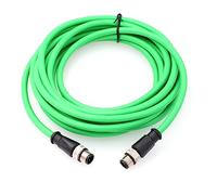 HangTon Ethernet Camera M12 4 Pin D Code Male to M12 4 Pin D Code Male Cable for Industrial Application Network CAT5e Shielded Flexible 1m