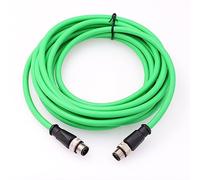 HangTon Ethernet M12 4 Pin D Code Male to M12 4 Pin D Code Male Cable for Baumer Omron Sick Encoder Sensor Camera Profinet Network Host Green PVC 2m