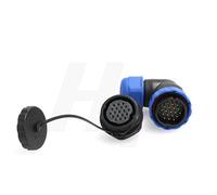 HangTon HE29 Connecteur étanche 19 broches pour extérieur industriel électrique circulaire mâle femelle coudé + prise de panneau