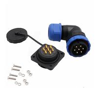 HangTon HE29 Connecteur étanche à 7 Broches pour Montage sur Panneau 380V 25A, déconnexion Rapide mâle Femelle à Angle Droit, Soudure Circulaire pour Applications électriques Marines en extérieur