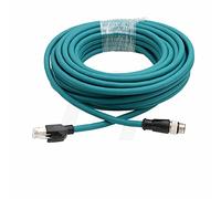 HangTon Industrial M12 4 Pin D-Coded RJ45 Ethernet Network Cable for Cognex Sick Encoder Sensor RFID Profinet Network Rail CCTV Control LED Power 10m
