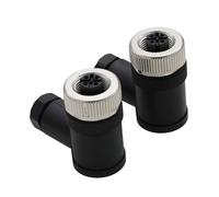 HangTon Lot de 2 connecteurs femelles M12 à 4 broches, bornes à vis, code A, puissance 250 V 4 A, étanche, 90 degrés, circulaire, étanche à la poussière pour capteur d'automatisation industrielle