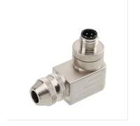 HangTon Lot de 2 connecteurs mâles M12 à 4 broches, à vis, code D, électrique 250 V 4 A, angle droit, blindé, circulaire métallique, filetage de verrouillage de 12 mm pour lecteur de capteur