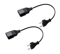 HangTon Lot de 2 rallonges de câble d'alimentation - Fiche européenne CEE7/16 vers prise européenne CEE7/1 - Pour ordinateur portable, PS4, LED, TV, lampe, haut-parleur, moniteur, imprimante - 30 cm
