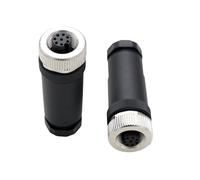 HangTon M12 Lot de 2 connecteurs femelles à vis 8 broches pour capteur d'automatisation industrielle Ethernet, code A, alimentation 30 V 2 A, étanche, non blindé, circulaire, filetage de verrouillage
