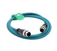 HangTon Sensor Ethernet Network Cable for Keyence Reader Sick Profinet EtherCat Automation, M12 D-Coded 4 Pin to 4 Pin CAT5e Flexible Shield Waterproof 2M
