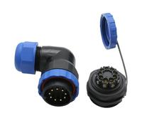 HangTon TY28 Connecteur d'alimentation électrique à vis 7 broches 10 A, prise femelle à montage sur panneau et prise mâle coudée à 90 degrés, sans soudure, étanche, déconnexion rapide pour automobile