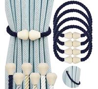Hangtty Lot de 4 embrasses de rideaux magnétiques en coton bohème pour rideaux, draperies, traitement de fenêtre d'extérieur, bleu marine