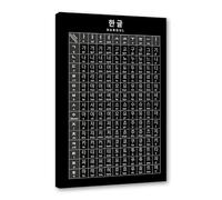 Hangul Poster éducatif de prononciation coréen - Peinture sur toile imprimée de l'alphabet coréen - Peinture sur toile pour chambre d'enfant, salle de classe (SKU4, 28 x 35 cm), encadré (toile