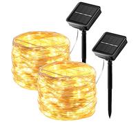 hangyiwei Guirlande Lumineuse Exterieur Solaire, 2×17M 150 LED Étanche 8 Modes, Guirlande Guinguette Exterieur pour Jardin Terrasse Maison Fête Noël Mariage