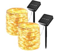 hangyiwei Guirlande Lumineuse Exterieur Solaire, 2×26M 240 LED Étanche 8 Modes, Guirlande Guinguette Exterieur pour Jardin Terrasse Maison Fête Noël Mariage
