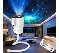HangYuFly Projecteur d'étoiles LED avec veilleuse, projecteur Galaxy USB | Objectif grand angle HD, 9 motifs de projection, télécommande, lumière de sommeil douce, col de cygne flexible USB