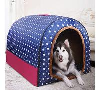 HANHAN Lit pour chien extra large jumbo avec toit XL, niche pour chien de taille moyenne, coussin orthopédique confortable, osier apaisant et confortable, coussin chauffant chaud, niche XXL panier de