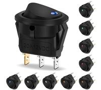 Hanibos Lot de 10 Interrupteur à Bascule Rond Éclairé LED 12V DC 20A