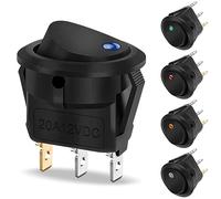 Hanibos Lot de 5 Interrupteur à Bascule Rond Éclairé LED 12V DC 20A