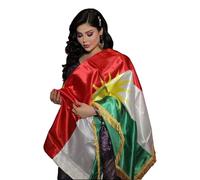 HaniHani® Drapeau du Kurdistan 150 x 90 cm avec soleil doré et franges - Symbole de liberté, d'unité et de fierté - Biji Kurdistan