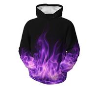 HaniLav Sweat à capuche fantaisie imprimé 3D pour enfant fille garçon galaxie, Purple Fire, 13-14 Ans