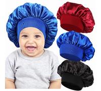 Haniraba Lot de 3 bonnets de sommeil pour bébé fille, garçon, tout-petit, A3 : noir, bleu, bordeaux, XS