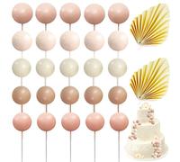 HANIUTTY 27pcs Decoration Gateau Mariage Anniversaire, Rose Champagne Balle Boule Decoration Gateau Cupcake Topper Boule Balloon Boho Décoration De Gateau Feuilles De Palmier Décoration De Gateau