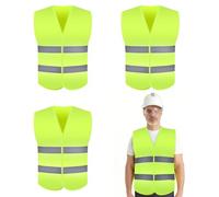 HANIUTTY 3 Pièces Gilet de Sécurité Réfléchissant, Gilet Jaune Fluorescent de Sécurité Haute Visibilité, Gilet Réfléchissantes de Voiture pour Conducteurs, Police, Travailleurs, Cycliste Unisexe