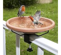 Hanizi Baignoire pour Oiseaux, 30,5 cm, Balustrade de Balcon, Bains d'oiseaux Non chauffés, Baignoire pour Oiseaux, Pince Amovible