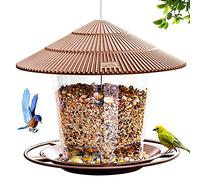 Hanizi Mangeoire à Oiseaux à Suspendre Anti-écureuil pour graines d'oiseaux Sauvages, extérieur, décoration de Jardin (Marron)