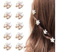 Hanjing Lot de 10 petites pinces à cheveux en perles avec motif floral, accessoires à cheveux pour femmes et filles, mariage