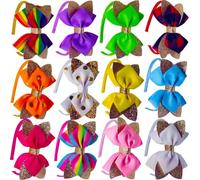 Hanjing Lot de 12 bandeaux avec nœuds à paillettes pour filles - Bandeaux pour enfants - Accessoires de cheveux pour enfants et tout-petits