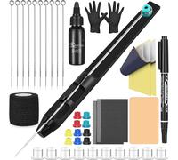 Hank Poke Tattoo Kit Beginner Hand Home Tattoo Supply Kits Ink Needles Practice Skin Complete Set Stick Diy Tattoo Poke Pen Set Tattoo Supply[Z1910]