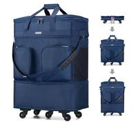 Hanke Expandable Collapsible Luggage with Wheels Suitcase Luggage Rolling Travel Bag Duffel Garment Tote Bag for Men Women Lightweight Suitcase Large Capacity Luggage with Spinner Wheel (Blue)