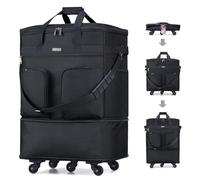 Hanke Grande Valise Extensible à 4 Roues légère et Pliable, valises et Sacs de Voyage à Main Extensibles de 50,8/61/71,1 cm, valises sans poignée télescopique pour Homme et Femme, Noir,