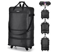Hanke rétractable Grande Valise 4 Roues léger Pliable Valise et Sac de Voyage Bagages à Main Extensions 20/24/28 Pouces valises Hommes Femmes Pas de poignée télescopique Sacs à Bagages, Noir