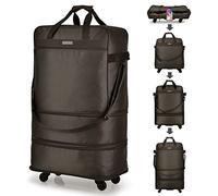 Hanke rétractable Grande Valise 4 Roues léger Pliable Valise et Sac de Voyage Bagages à Main Extensions 20/24/28 Pouces valises Hommes Femmes Pas de poignée télescopique Sacs à Bagages, café