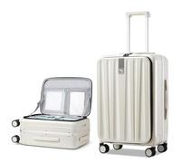Hanke Valise à Bagages avec Roues et Ouverture Avant, Valise à roulettes pivotantes de 50,8 cm et 61 cm avec Cadre en Aluminium TSA intégré, Valise Rigide à roulettes, Sac de Voyage, Blanc Ivoire, 26