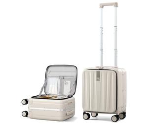 Hanke Valise à roulettes avec Ouverture sur Le Devant, 20 "24" Valise à roulettes avec Cadre en Aluminium TSA intégré en PC Valises à roulettes rigides Sac de Voyage, Blanc Ivoire, 20 inch Carry on,