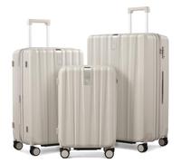 Hanke Valise à roulettes en polycarbonate rigide, ecru, Erweiterbar 3 teilig