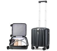 Hanke Valise de cabine légère de 50,8 cm à coque rigide en polycarbonate avec roulettes, noir profond, 14 Inch Underseat