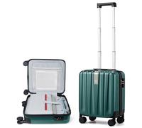 Hanke Valise de cabine légère de 50,8 cm à coque rigide en polycarbonate avec roulettes, Vert noir, 16 Inch Underseat